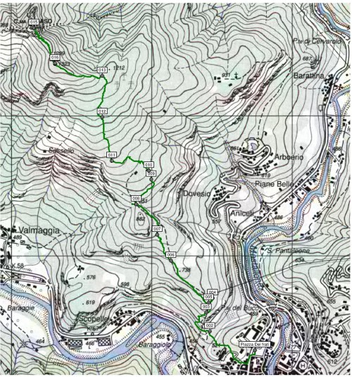 mappa cartinaCima di Vaso - Cima di Grignano
